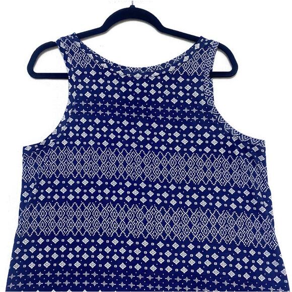 Maurices Pullover Top Women's Large Sleeveless Blue & White With Frill Trim NEW - Picture 4 of 7